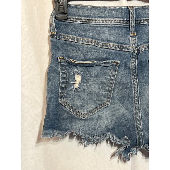 Hollister Womens Distressed Denim Short Shorts Size 0 Medium Wash Frayed Hem Cas - Picture 5 of 7